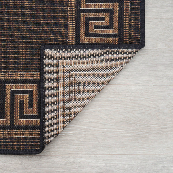 Sol 72 Outdoor™ Abrahams Flatweave Black/Gold Indoor/Outdoor Rug